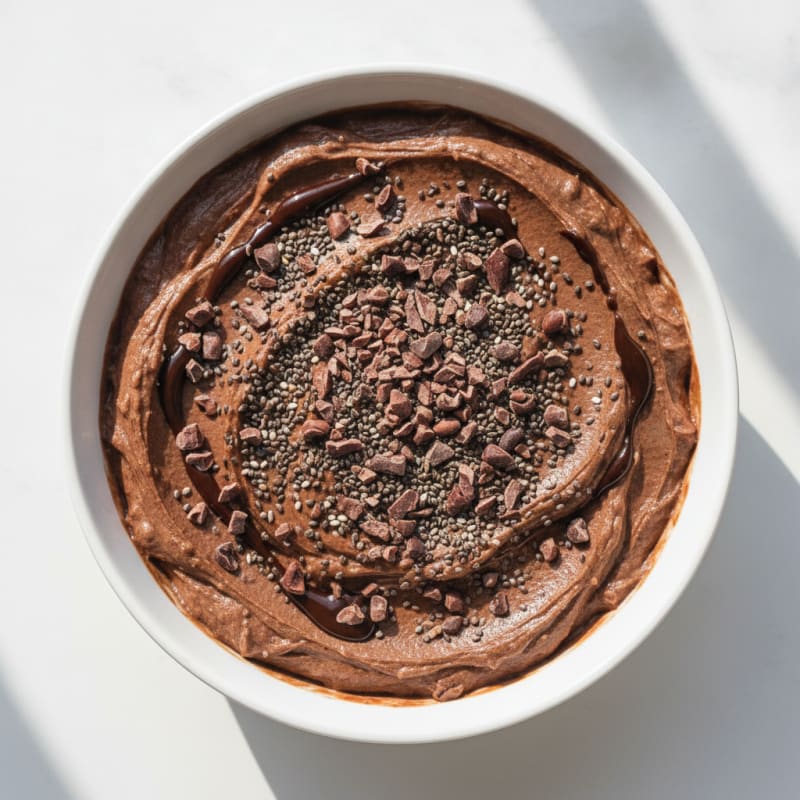 Chocolate Greek Yogurt Protein Mousse with Chia Seeds