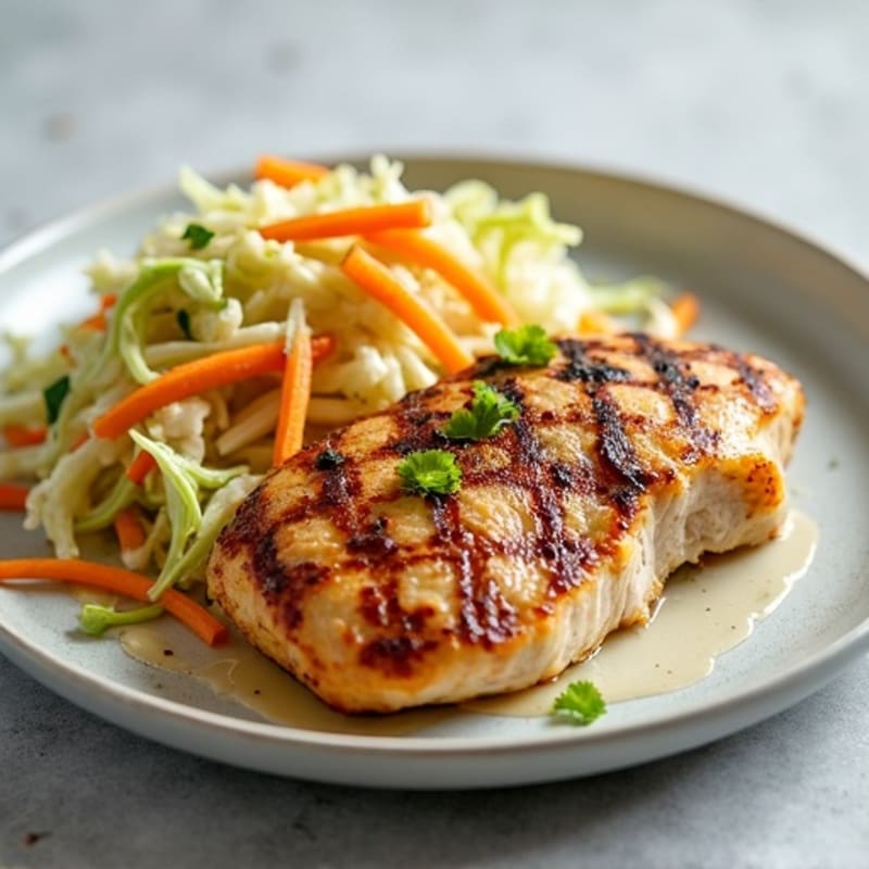 Grilled Chicken Breast with Crunchy Cabbage Slaw
