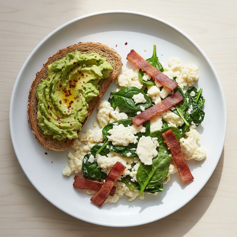 Scrambled Egg Whites with Spinach and Turkey Bacon