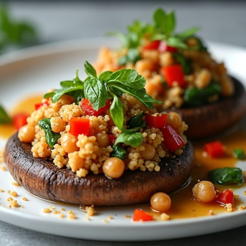 Roasted Portobello Mushrooms Stuffed with Savory Quinoa and Vegetables