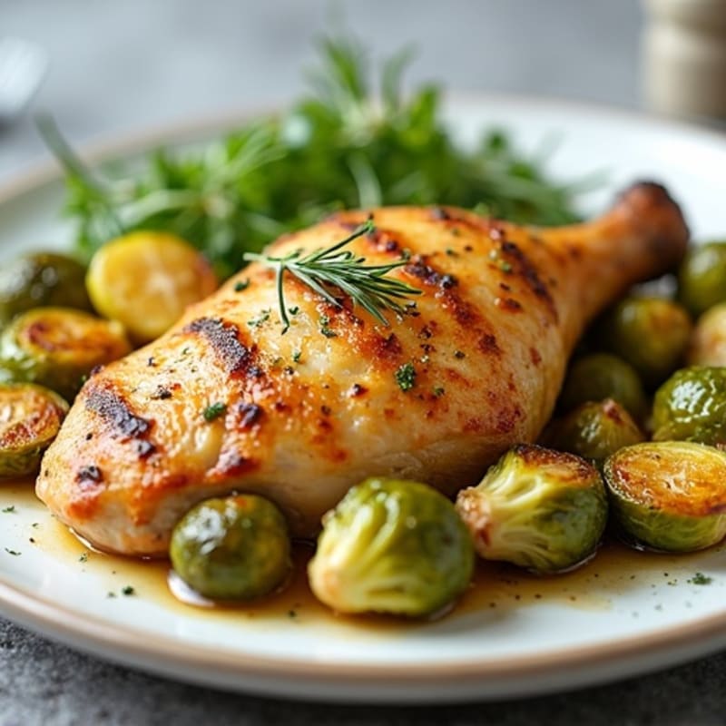 Lemon Herb Roasted Chicken with Crispy Brussels Sprouts