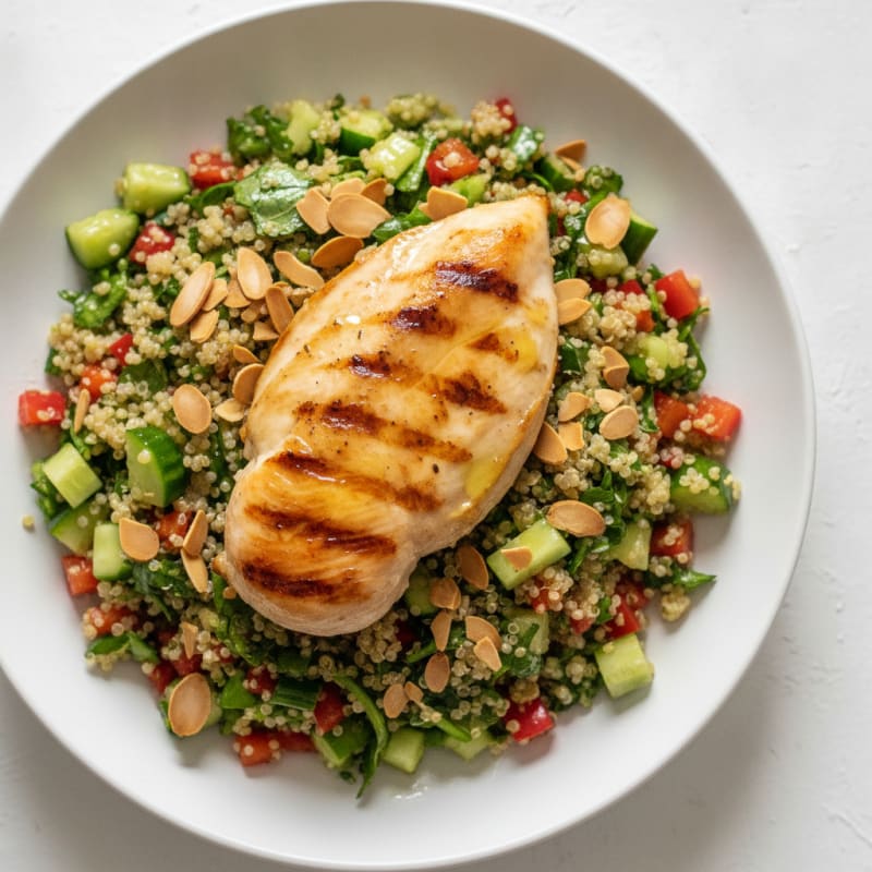 Grilled Chicken Breast with Crunchy Quinoa Salad