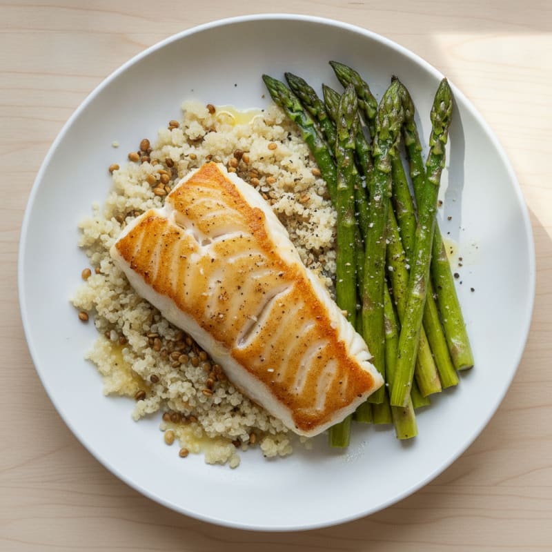 Pan-Seared White Fish with Roasted Asparagus