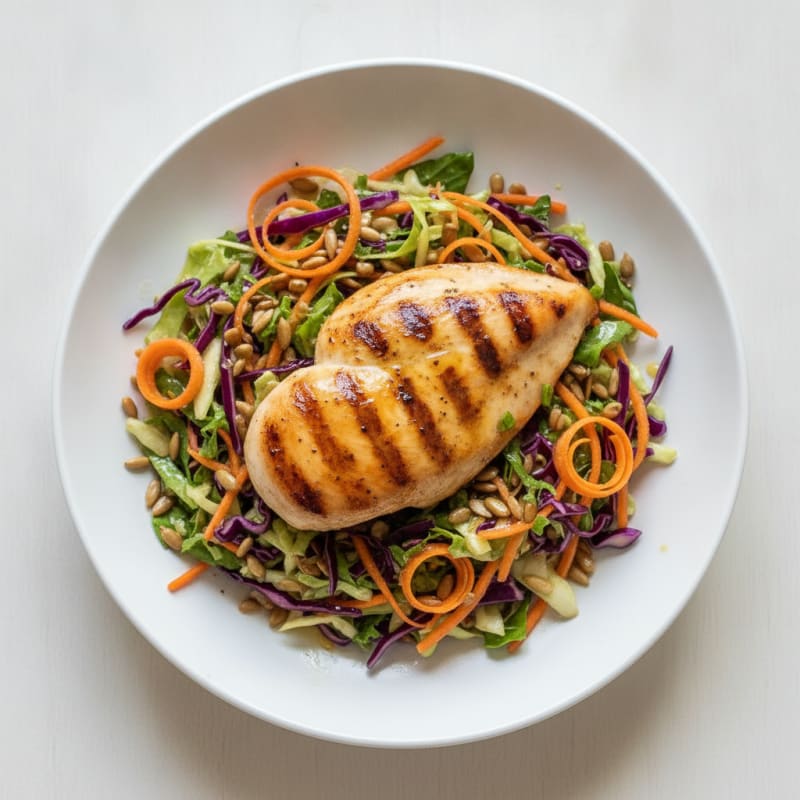 Grilled Chicken Breast with Crunchy Cabbage Slaw
