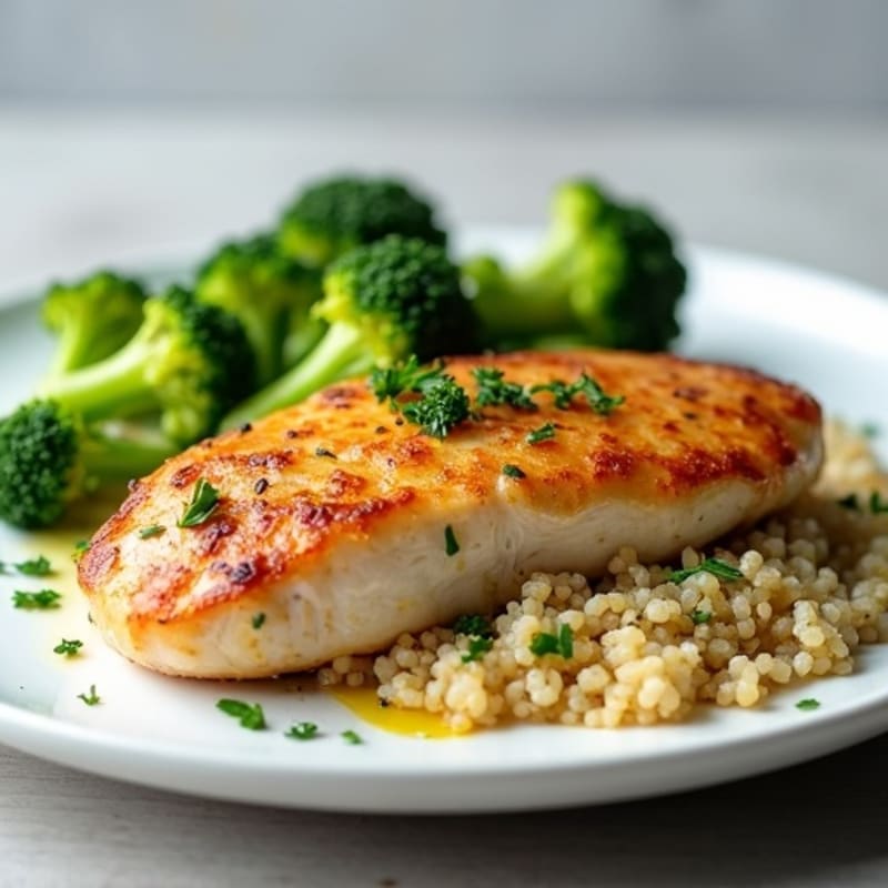 Seared Chicken Breast with Steamed Broccoli and Quinoa
