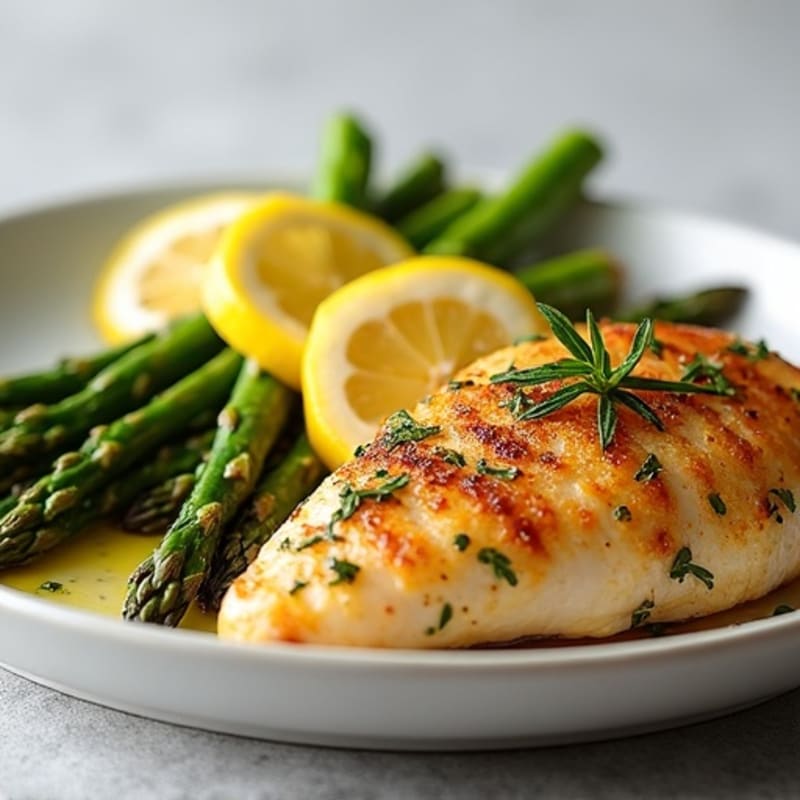 Crispy Lemon-Herb Chicken Breast with Roasted Asparagus