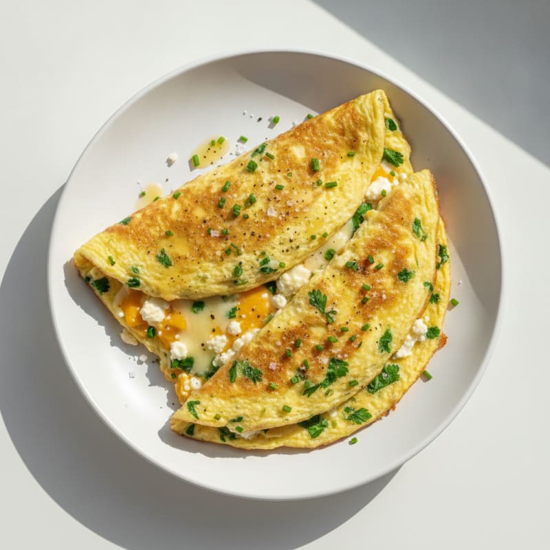 Fluffy Three-Cheese Herb Omelette
