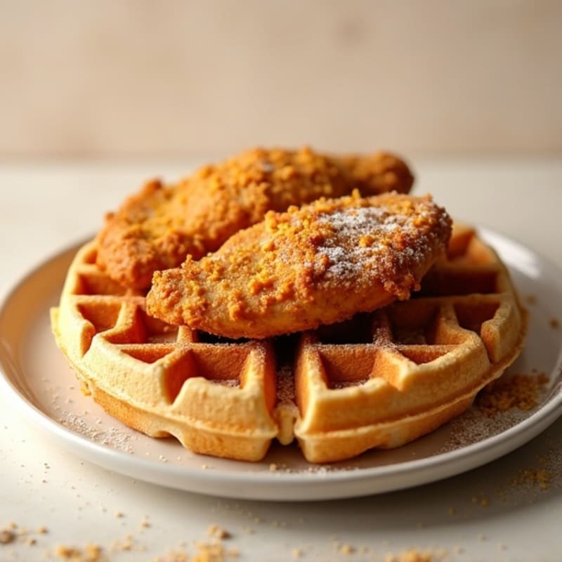Crispy Golden Chicken and Fluffy Whole Wheat Waffles