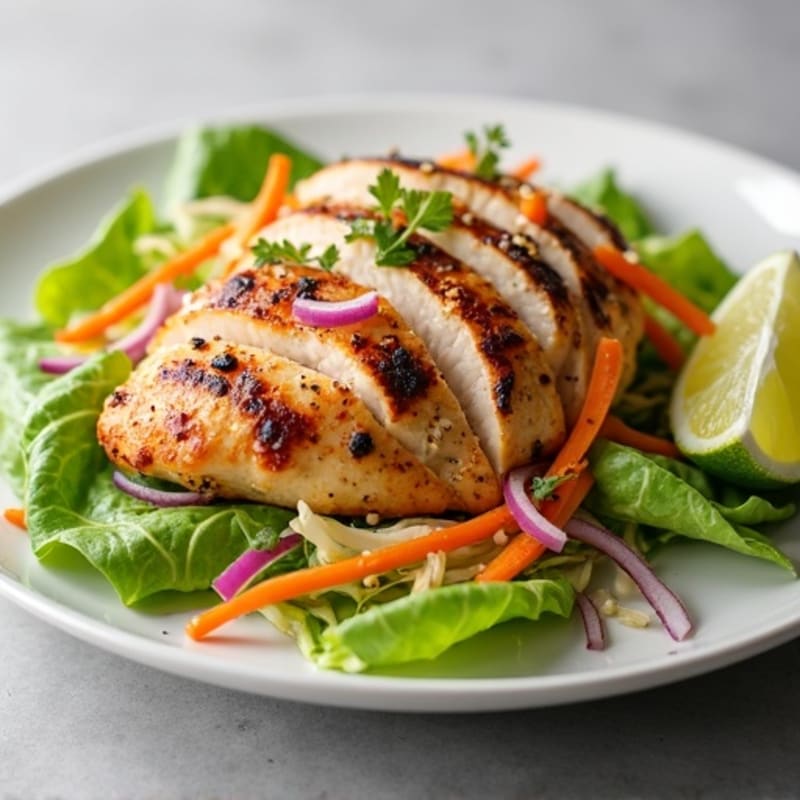Grilled Chicken Breast with Crunchy Cabbage Slaw