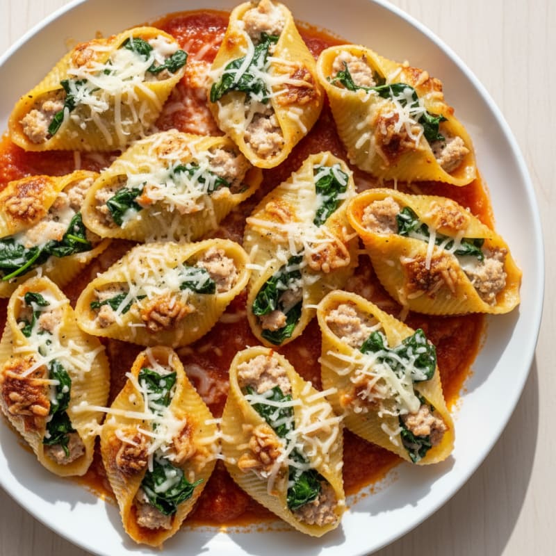 Baked Spinach Ricotta Stuffed Shells