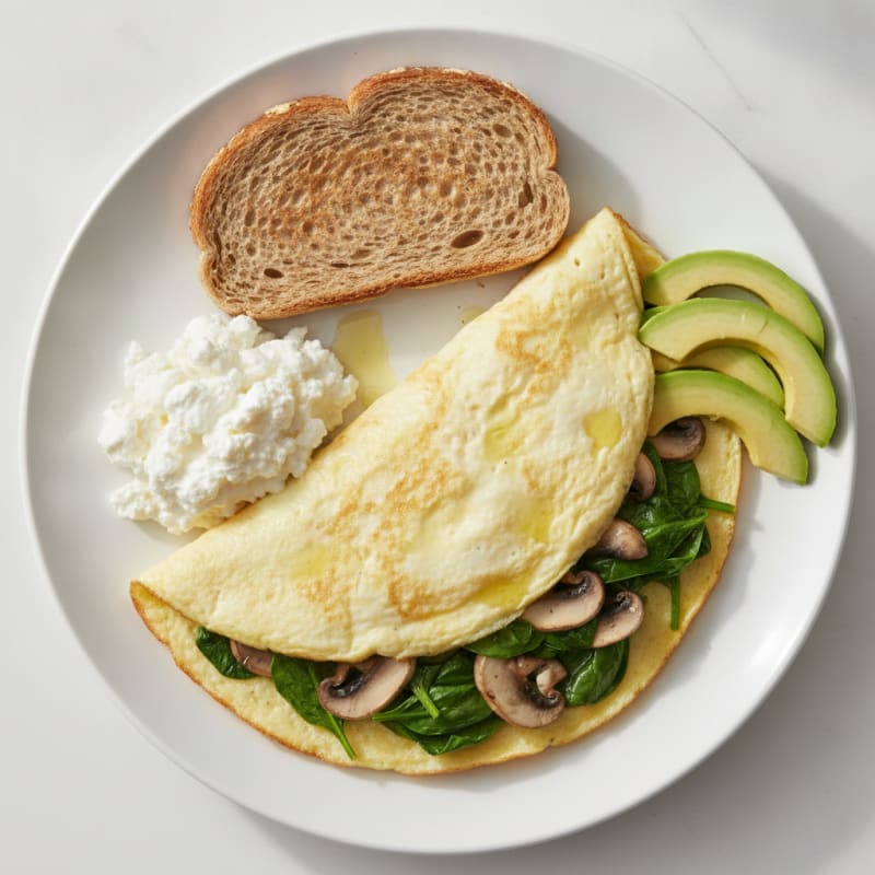 Egg White Veggie Omelet with Cottage Cheese