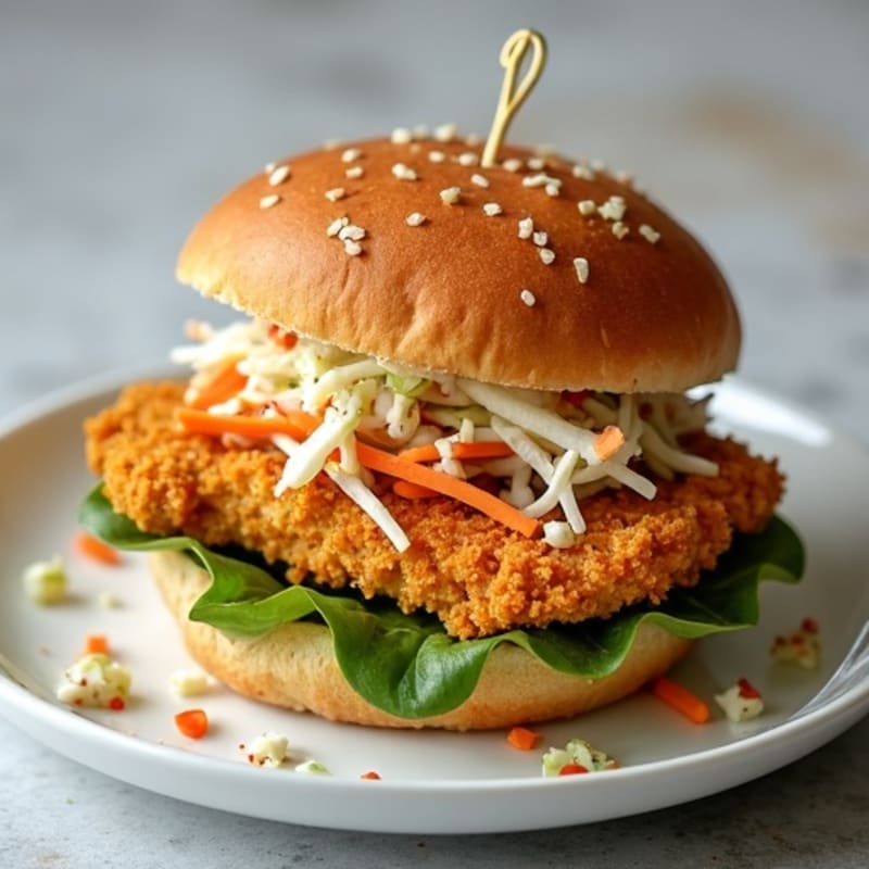 Crispy Air-Fried Chicken Sandwich with Creamy Slaw
