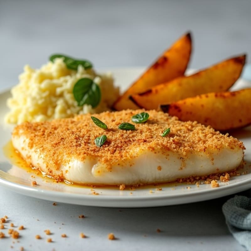 Crispy Baked Cod with Roasted Potato Wedges