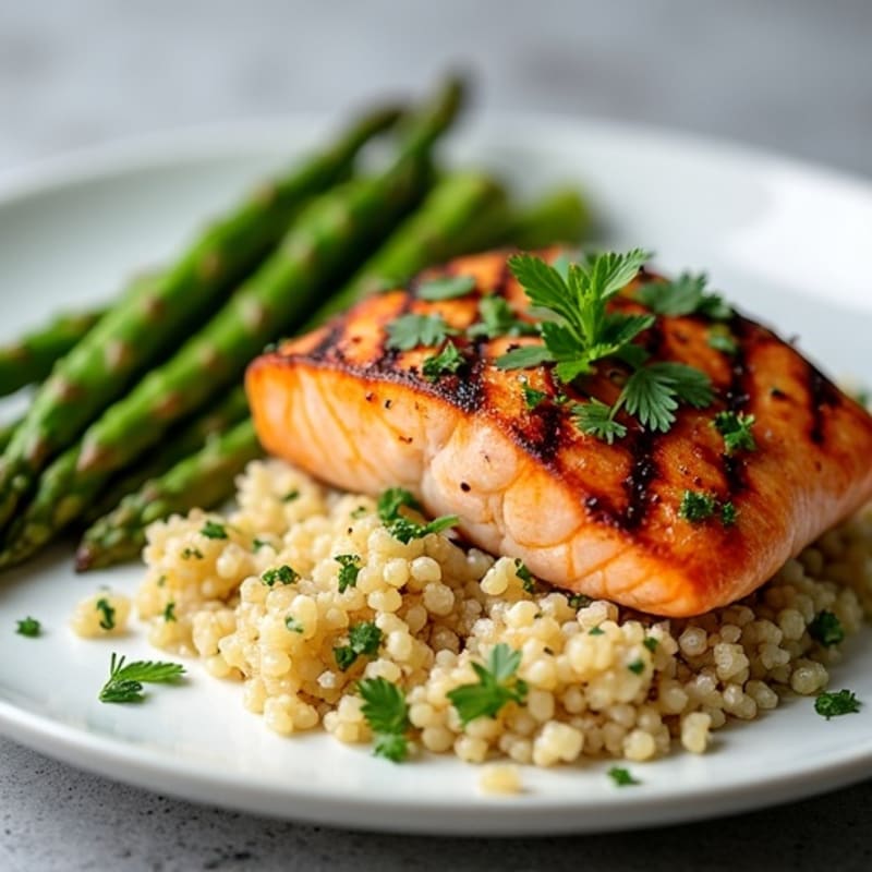 Lemon-Herb Grilled Salmon with Fresh Asparagus and Quinoa