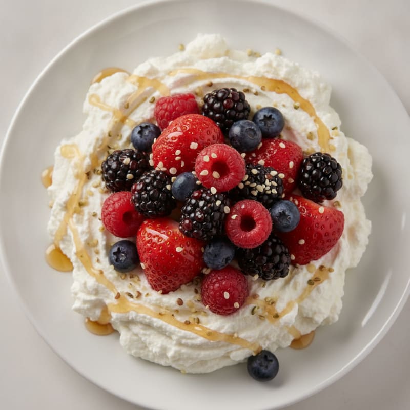 Greek Yogurt Protein Mousse with Mixed Berries