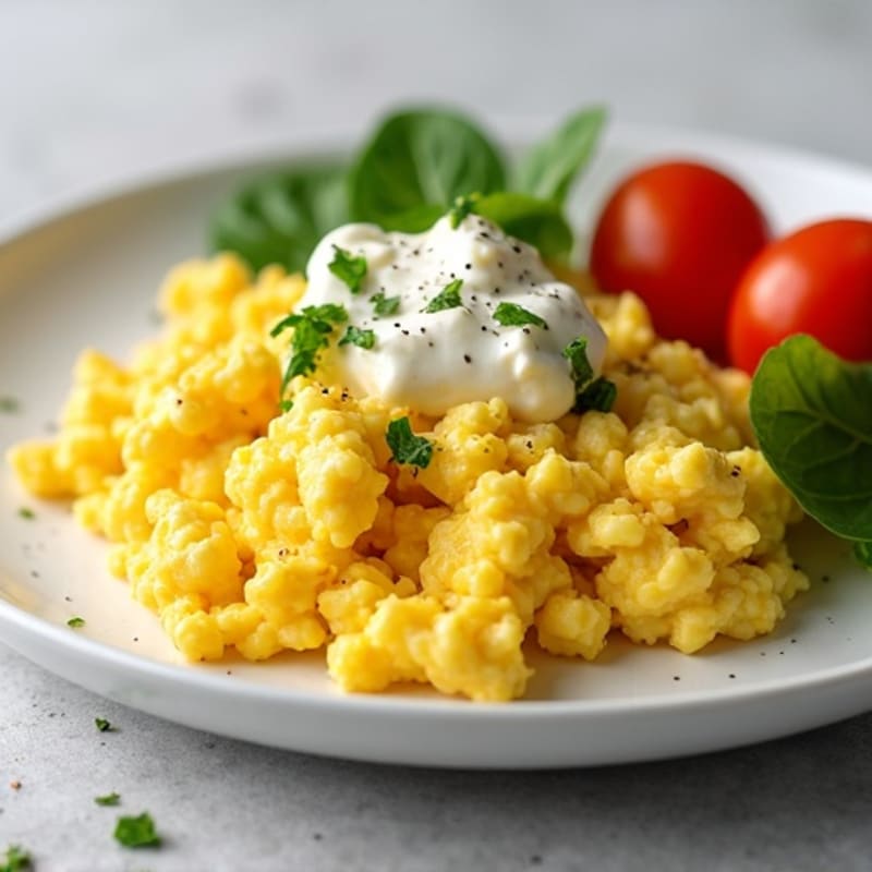 Fluffy Scrambled Eggs with Creamy Cottage Cheese