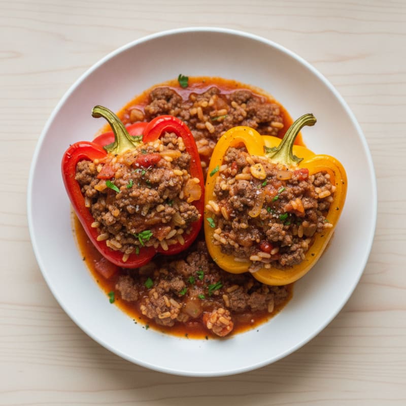 Beef and Rice Stuffed Bell Peppers