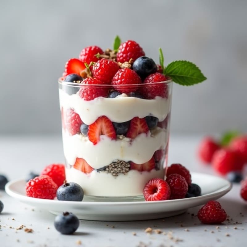 Greek Yogurt Protein Parfait with Mixed Berries