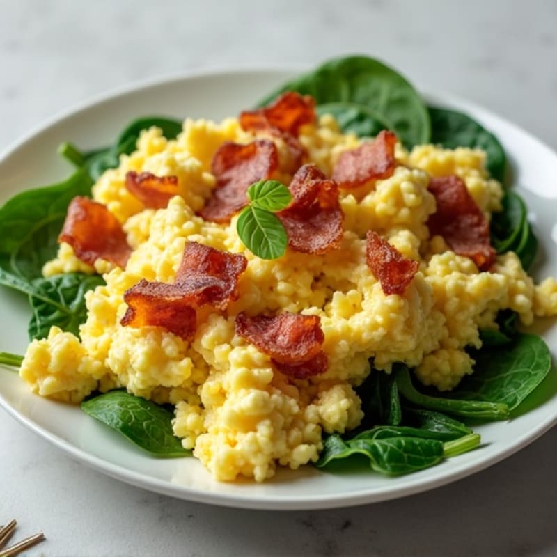 Cottage Cheese Scramble with Spinach and Turkey Bacon