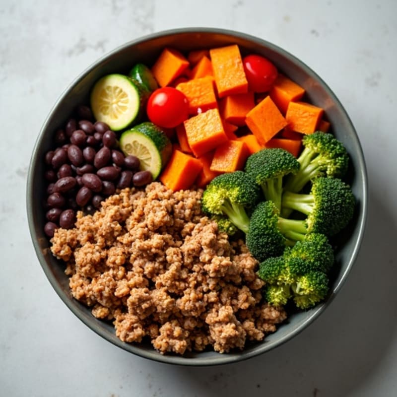Ground Turkey and Roasted Vegetable Bowl