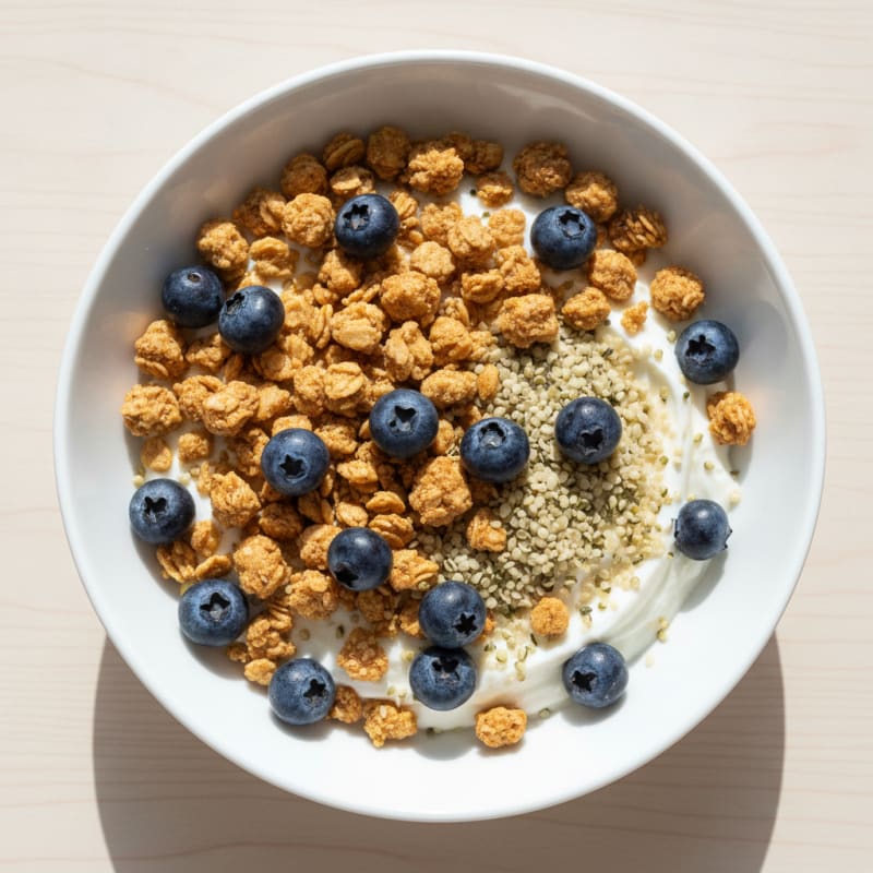 Silky Greek Yogurt Bowl with Hemp Seeds and Protein Granola