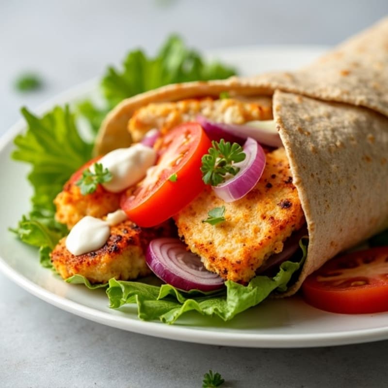 Crispy Buffalo Ranch Chicken Wrap with Fresh Vegetables