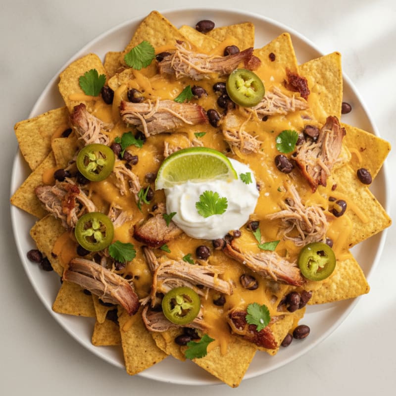 Pulled Pork Nachos with Pickled Jalapeños