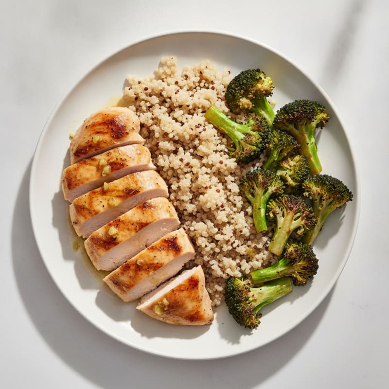 Grilled Chicken Breast with Roasted Broccoli and Quinoa