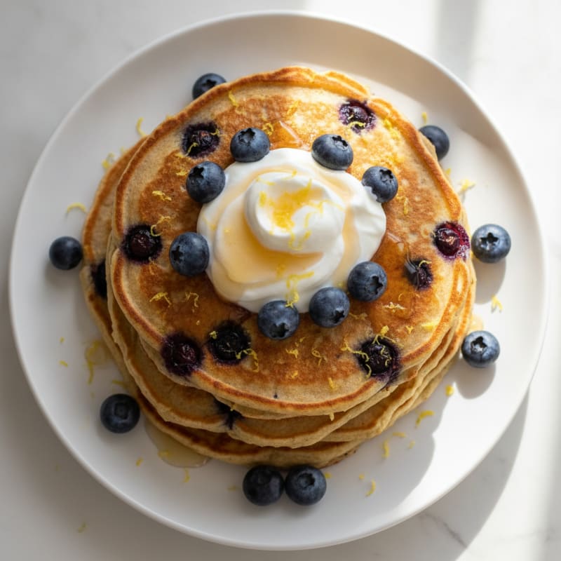 Blueberry Ricotta Pancakes with Lemon Zest