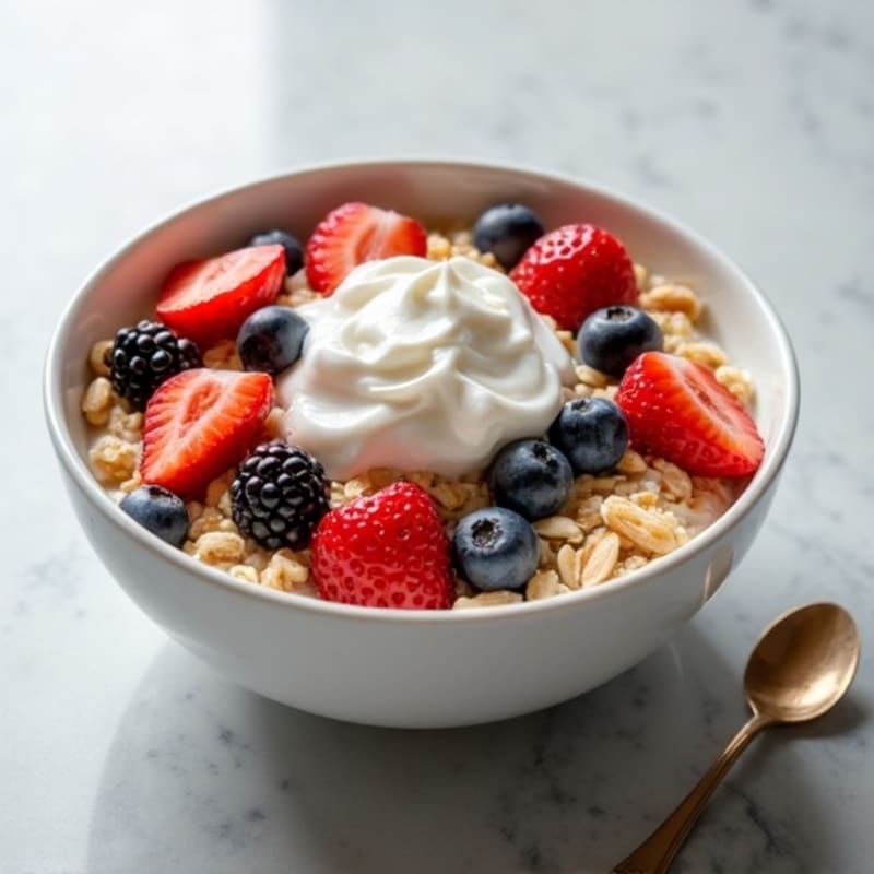 Creamy High-Protein Oatmeal with Berries and Nuts