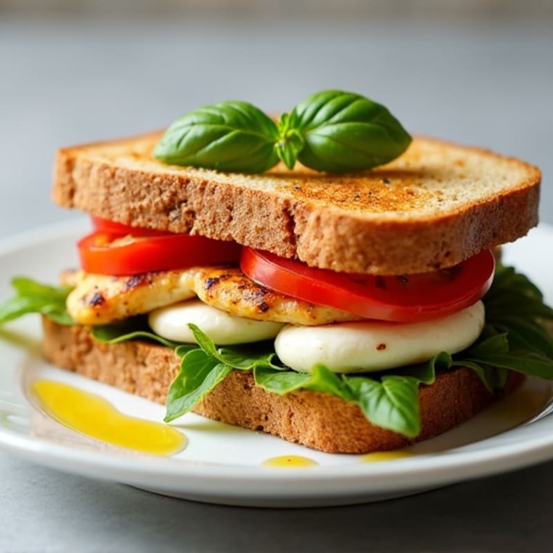 Grilled Chicken, Fresh Mozzarella, Tomato, and Basil Sandwich