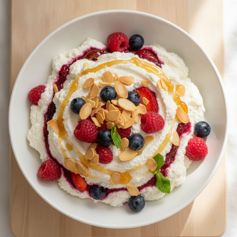 Greek Yogurt Protein Mousse with Mixed Berries