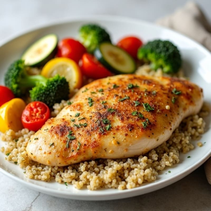 Lemon-Herb Roasted Chicken with Quinoa and Roasted Vegetables