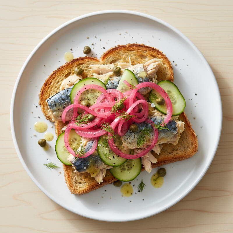 Mackerel Toasts with Pickled Onions