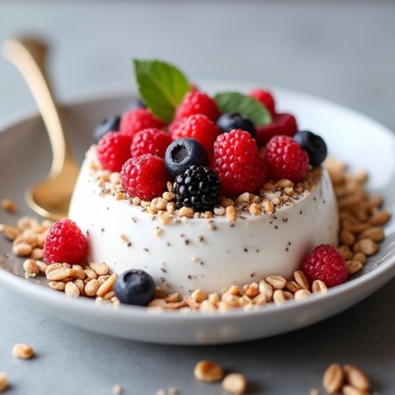 Berry Chia Protein Pudding with Crushed Nuts