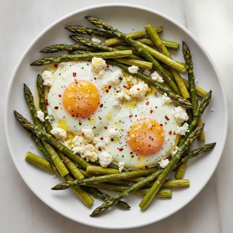 Baked Eggs with Roasted Asparagus
