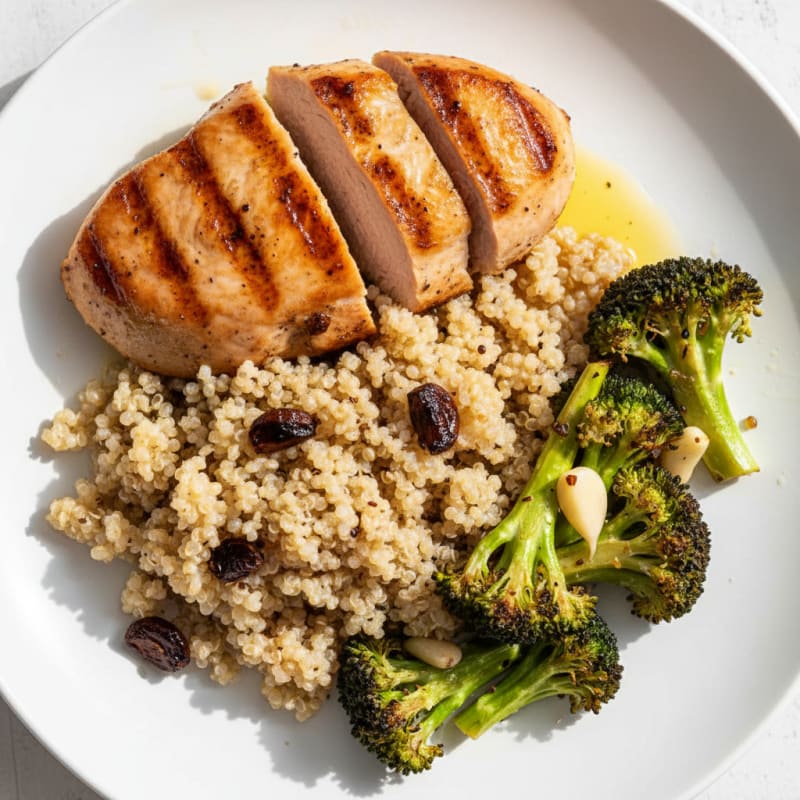 Grilled Turkey Breast with Quinoa and Roasted Broccoli