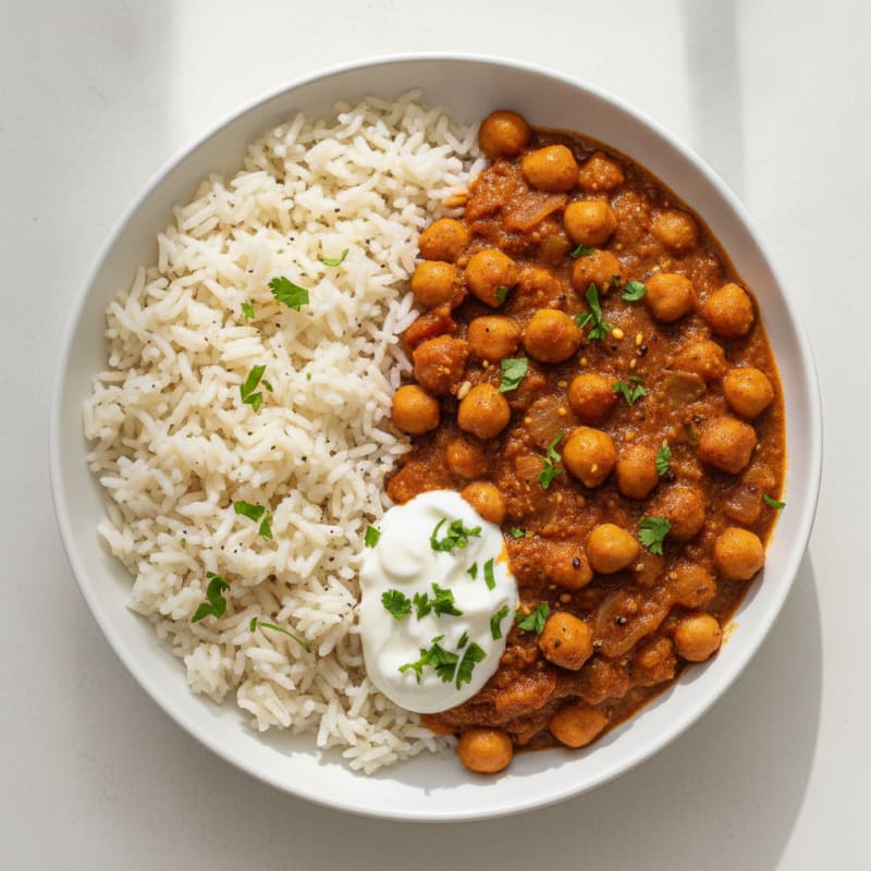 Homestyle Chana Masala with Basmati Rice