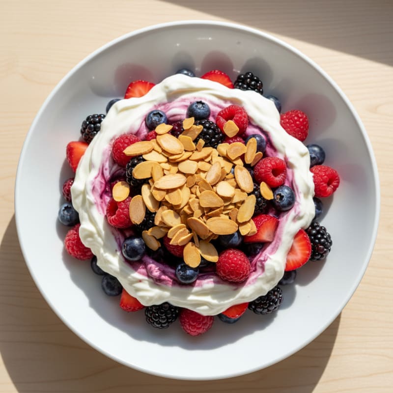 Greek Yogurt Protein Parfait with Mixed Berries