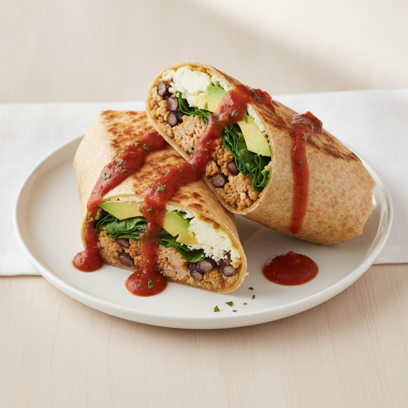 Loaded Breakfast Burrito with Salsa Roja