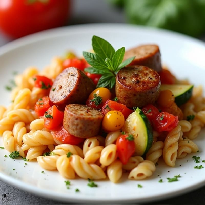 Hearty Lean Sausage and Vegetable Ragu with Whole Wheat Pasta