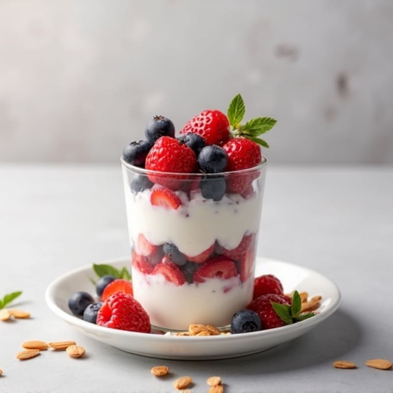 Greek Yogurt Protein Parfait with Berries and Almonds