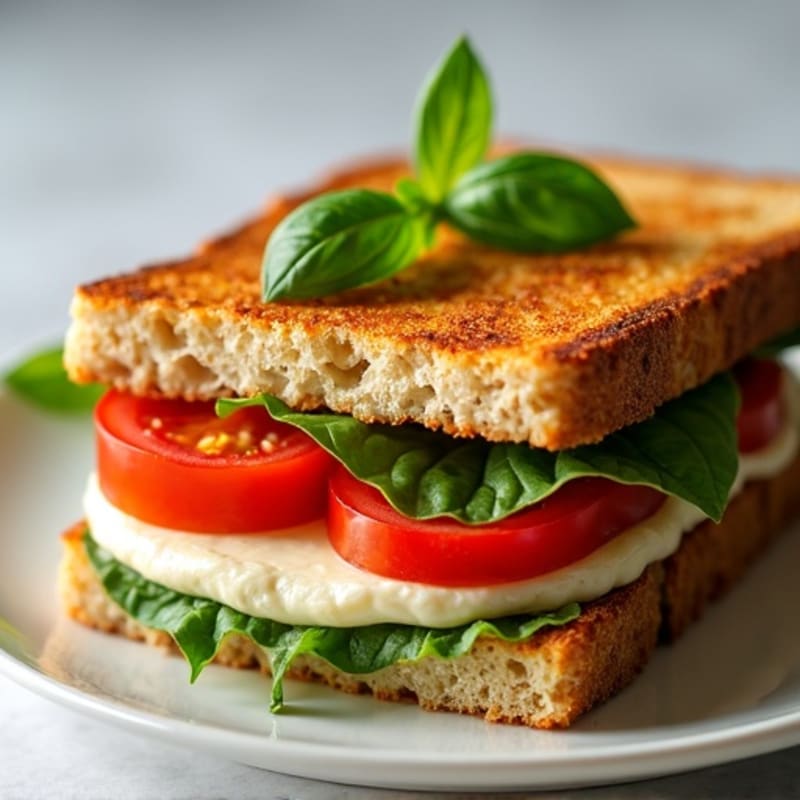 Crispy Grilled Tomato Mozzarella Basil Sandwich