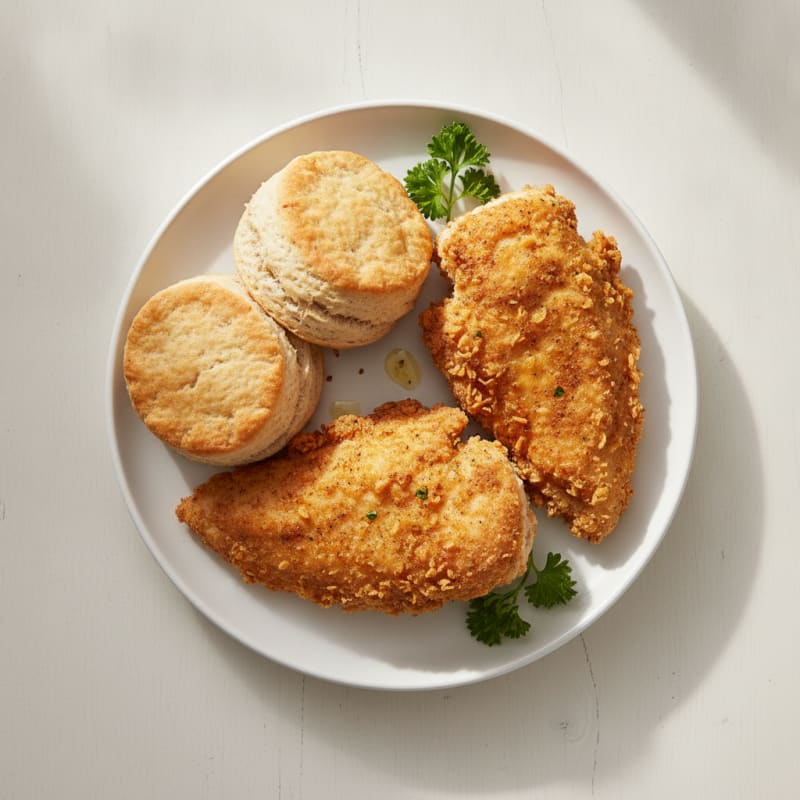 Buttermilk Fried Chicken with Fluffy Biscuits