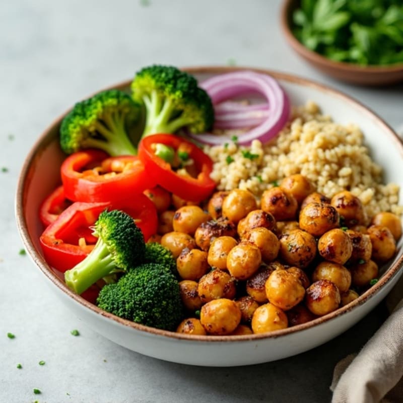 Roasted Chickpea and Vegetable Bowl with Lemon Tahini Dressing