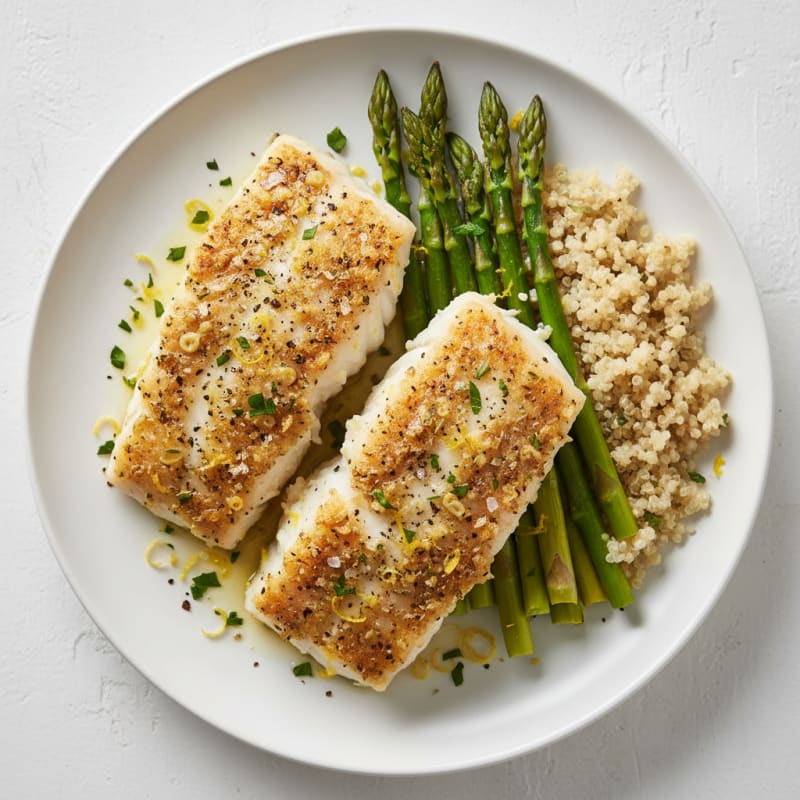 Baked Lemon Herb Cod with Asparagus