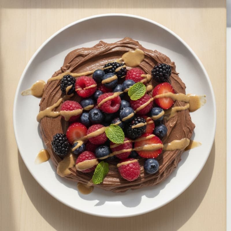 High-Protein Chocolate Cottage Cheese Mousse with Mixed Berries