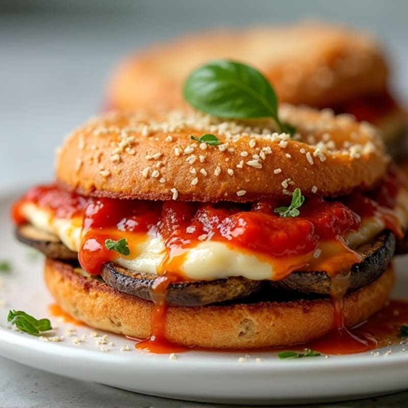 Crispy Baked Eggplant Parmesan Sandwich