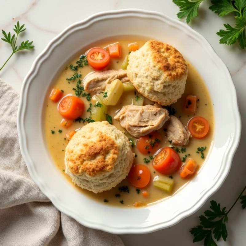 Creamy Herb Chicken and Vegetable Stew with Fluffy Drop Biscuits