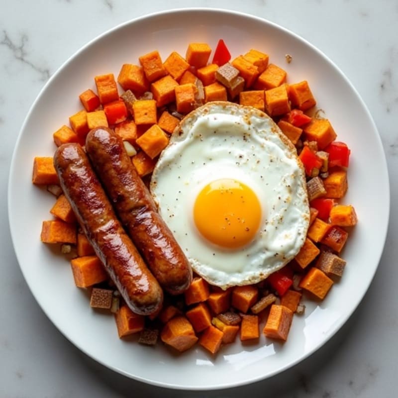 Crispy Sweet Potato Hash with Fried Eggs
